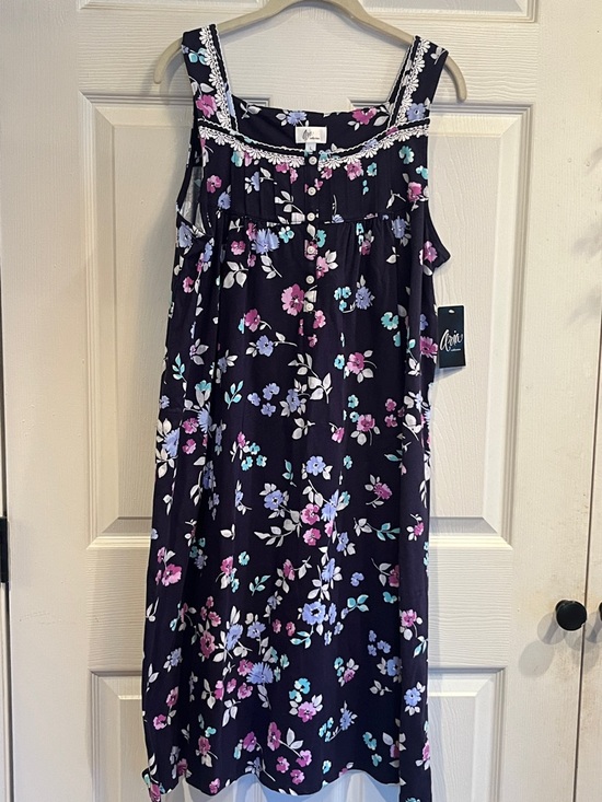 Aria Other - Aria Navy Floral Nightgown with Lavender & Teal Accents